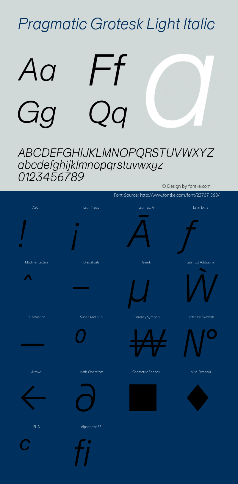 Pragmatic Grotesk Light Italic Version 1.000图片样张