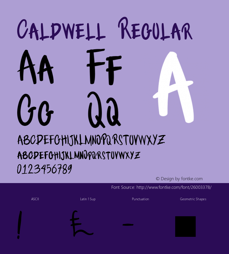 Caldwell Regular Version 1.000 Font Sample