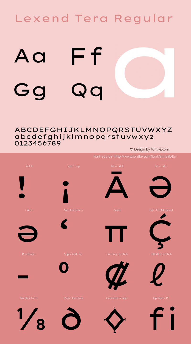 Lexend Tera Regular Version 1.002 Font Sample