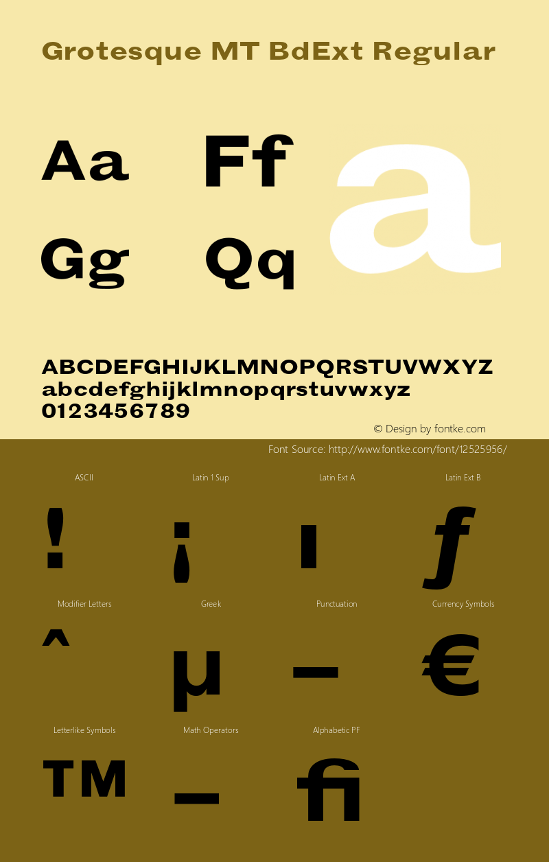 Grotesque MT BdExt Regular OTF 1.0;PS 001.000;Core 1.0.22 Font Sample