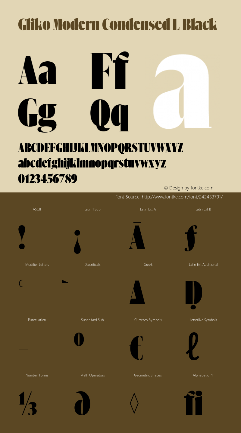 Gliko Modern Condensed L Black Version 2.001图片样张