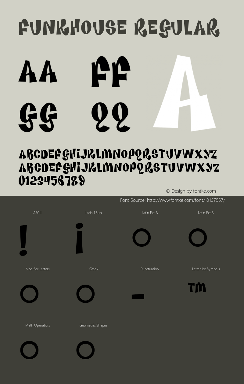 Funkhouse Regular Macromedia Fontographer 4.1.5 26/12/96 Font Sample