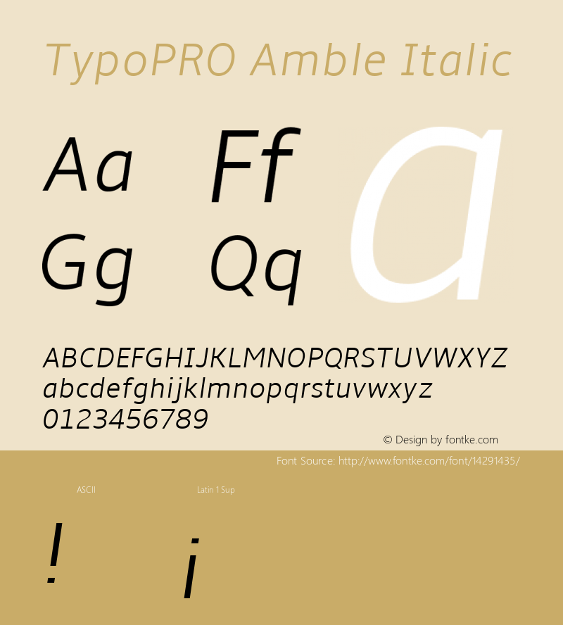 TypoPRO Amble Italic Version 1.00000; 2009 Font Sample