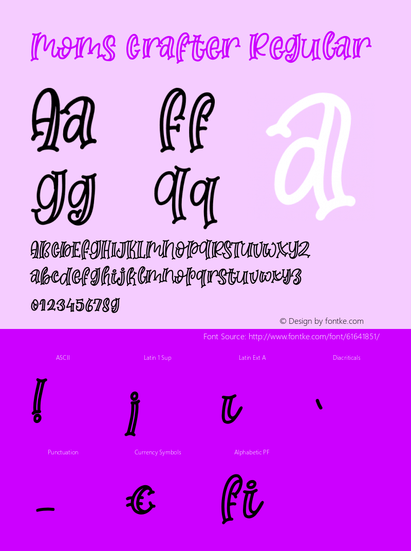 Moms Crafter Version 1.00;April 22, 2020;FontCreator 12.0.0.2567 64-bit Font Sample