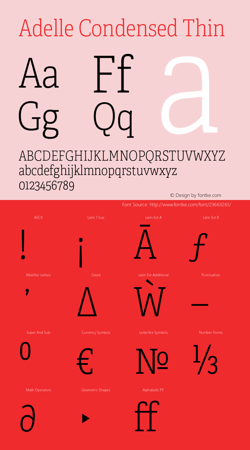 AdelleCondensedTh Version 2.000 Font Sample