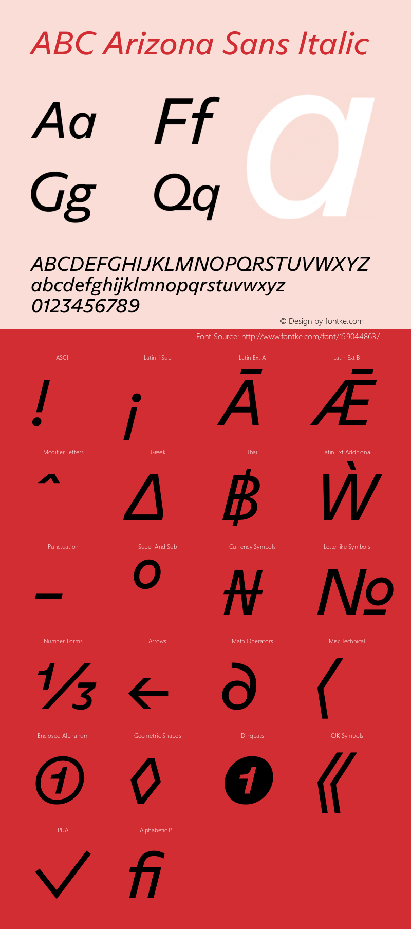 ABC Arizona Sans Italic Version 1.000; wf-rip Font Sample