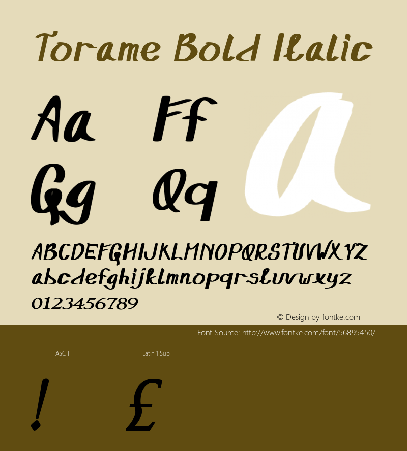 Torame Bold Italic Version 1.00;February 13, 2020;FontCreator 12.0.0.2555 64-bit Font Sample