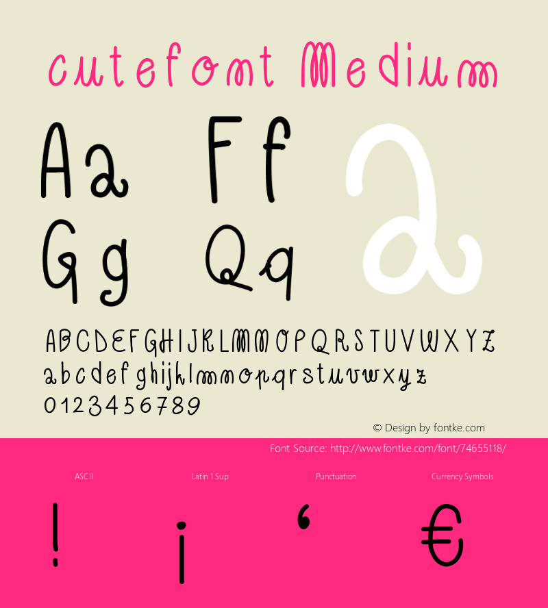 cutefont Version 001.000 Font Sample