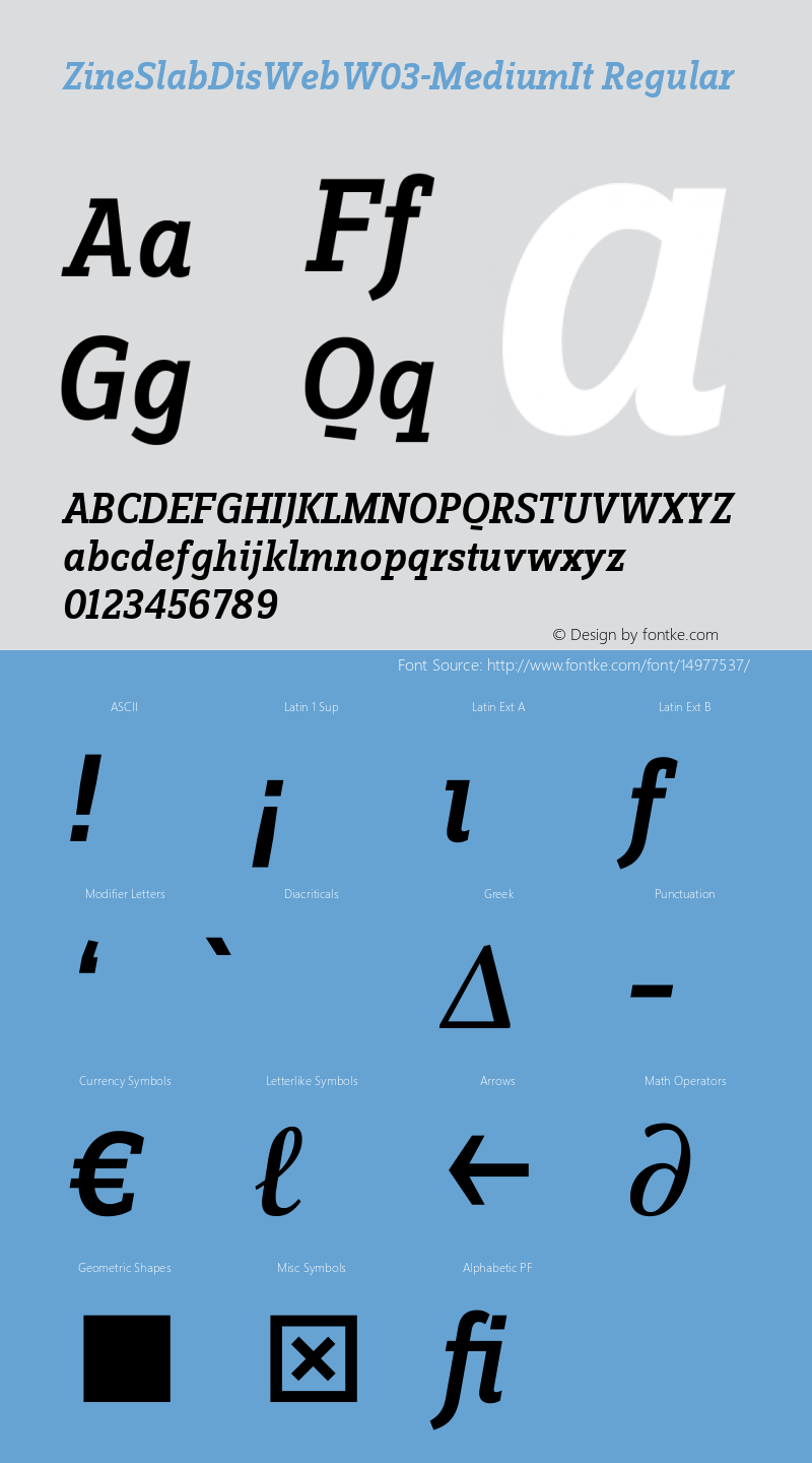 ZineSlabDisWebW03-MediumIt Regular Version 7.504 Font Sample