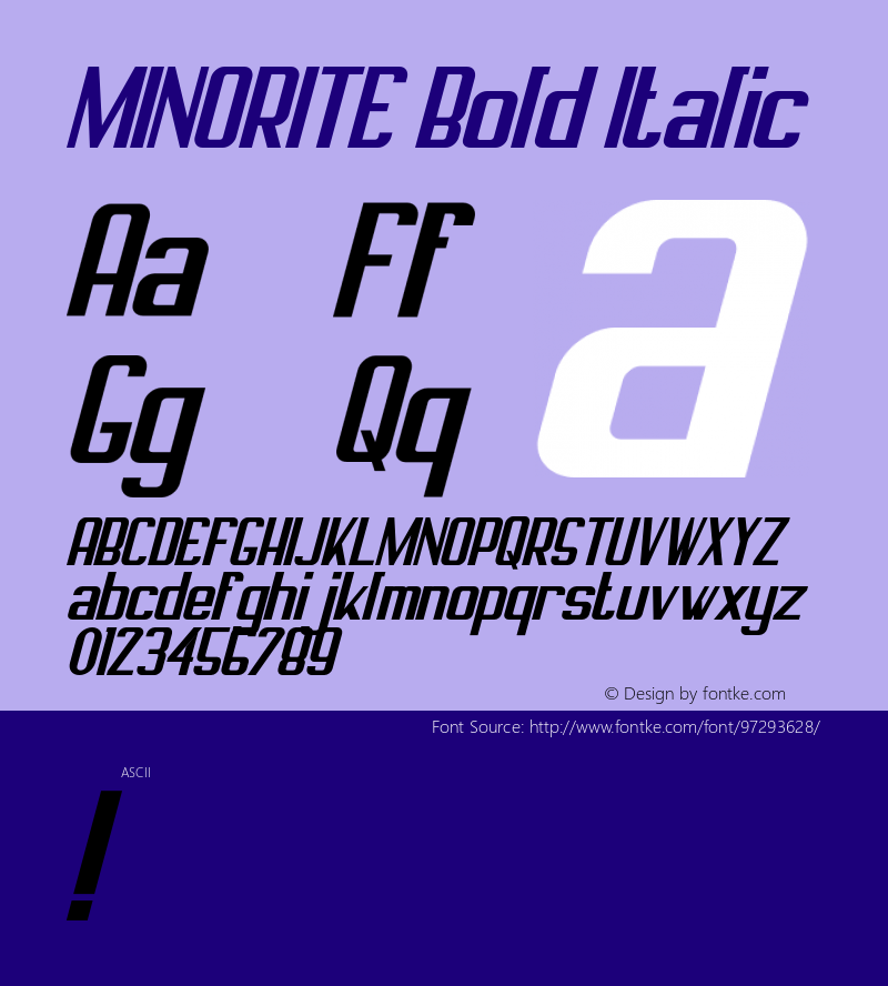 MINORITE-BoldItalic Version 1.000 Font Sample