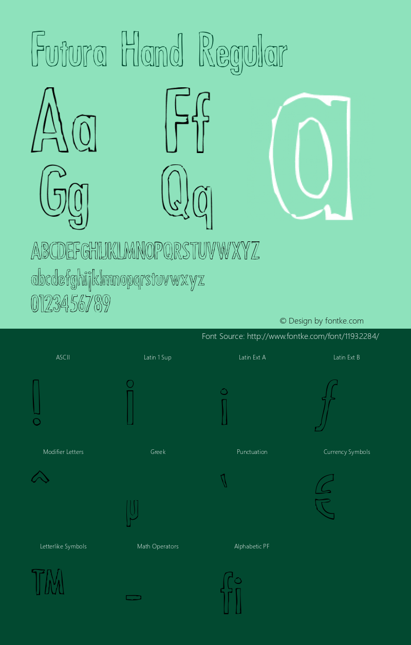 Futura Hand Regular Version 1.0 Font Sample