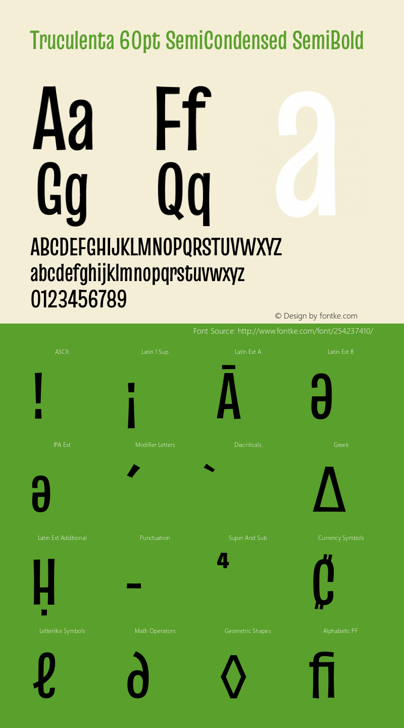 Truculenta 60pt SemiCondensed SemiBold Version 1.002图片样张