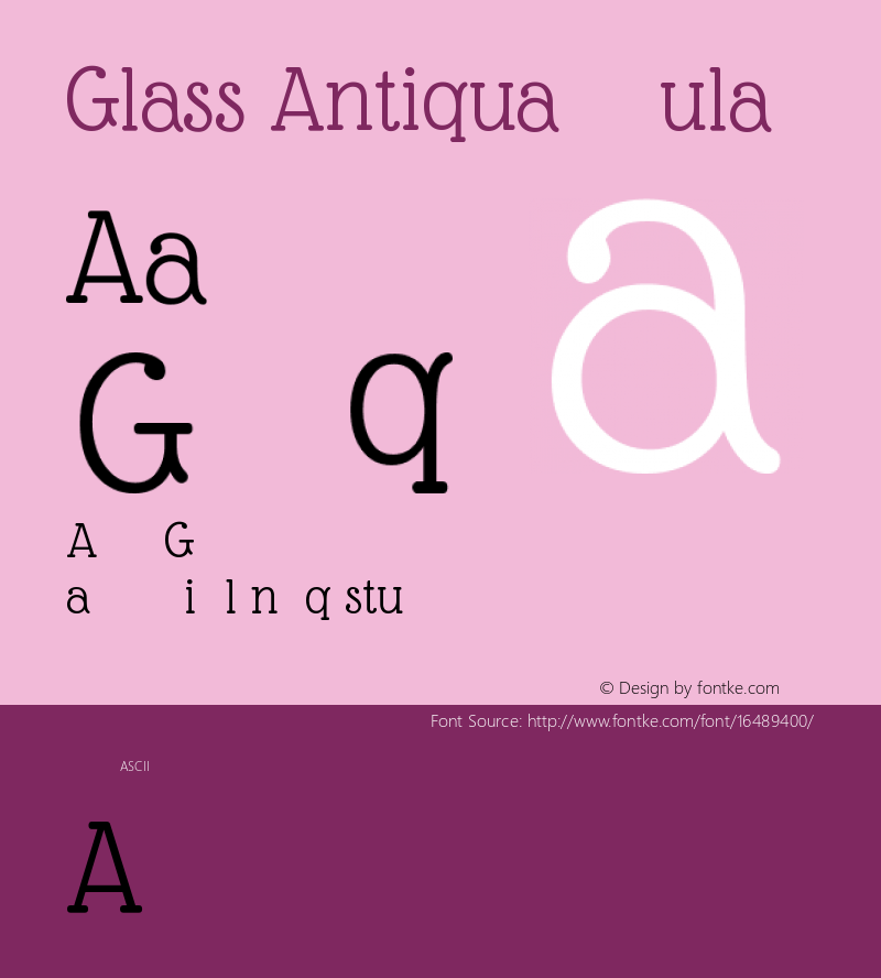 Glass Antiqua Regular 1.001 Font Sample
