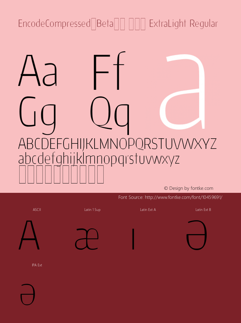 EncodeCompressed-Beta30 200 ExtraLight Regular Version 0.000;PS (version unavailable);hotconv 1.0.70;makeotf.lib2.5.58329 DEVELOPMENT Font Sample