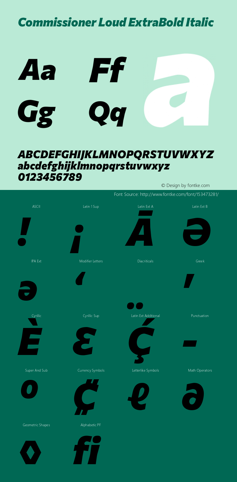 Commissioner Loud ExtraBold Italic Version 1.000; ttfautohint (v1.8.3) Font Sample
