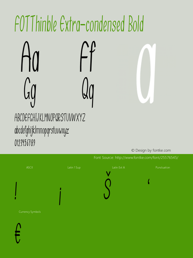 FOTThinble-ExtracondensedBold Version 1.000 Font Sample