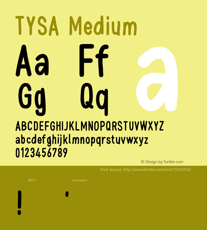 TYSA Version 001.000 Font Sample