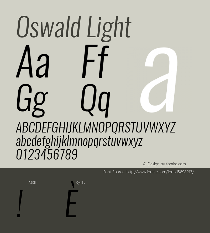 Oswald Light 3.0; ttfautohint (v1.4.1) Font Sample