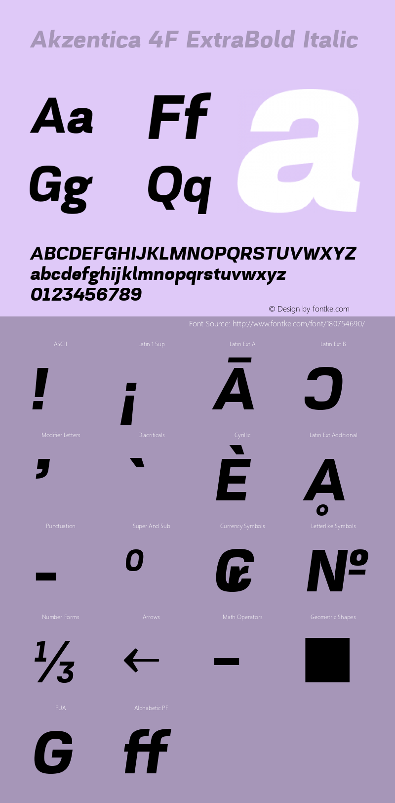 Akzentica 4F ExtraBold Italic 1.0图片样张