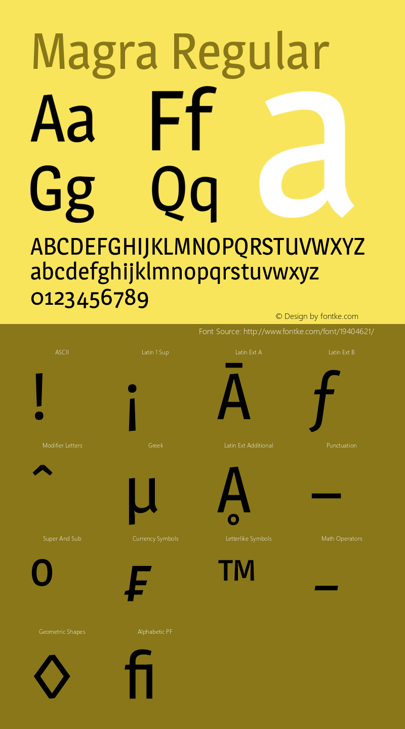 Magra Version 1.001 Font Sample