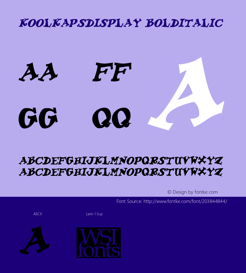 KoolKapsDisplay BoldItalic Macromedia Fontographer 4.1 7/20/96图片样张