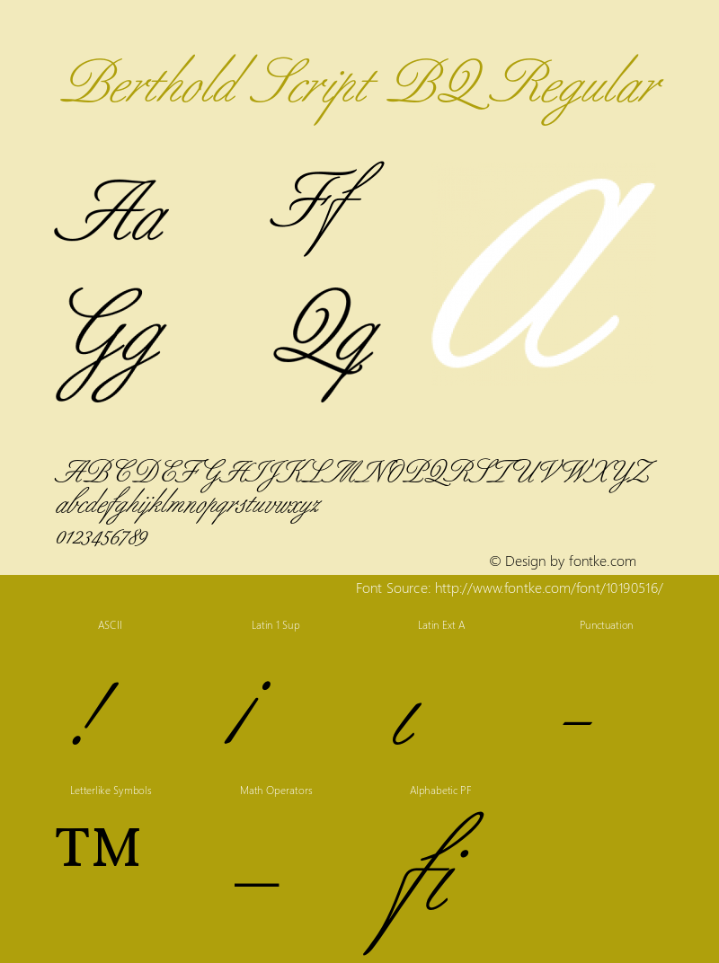 Berthold Script BQ Regular 001.000 Font Sample