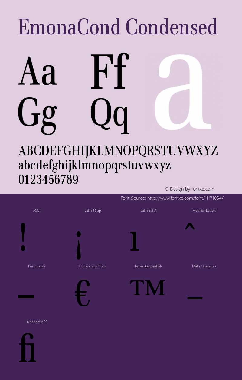 EmonaCond Condensed Version 005.000 Font Sample