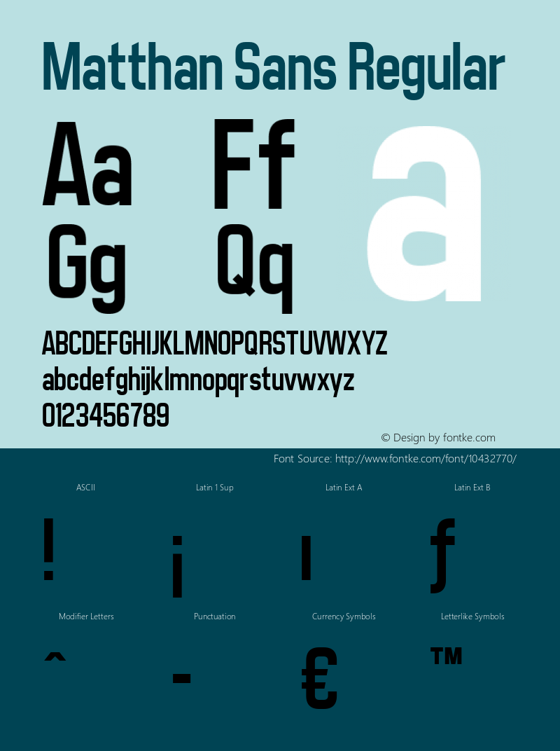 Matthan Sans Regular v1 - 4/26/2012 Font Sample