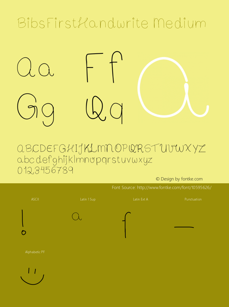 BibsFirstHandwrite Medium Version 001.000 Font Sample