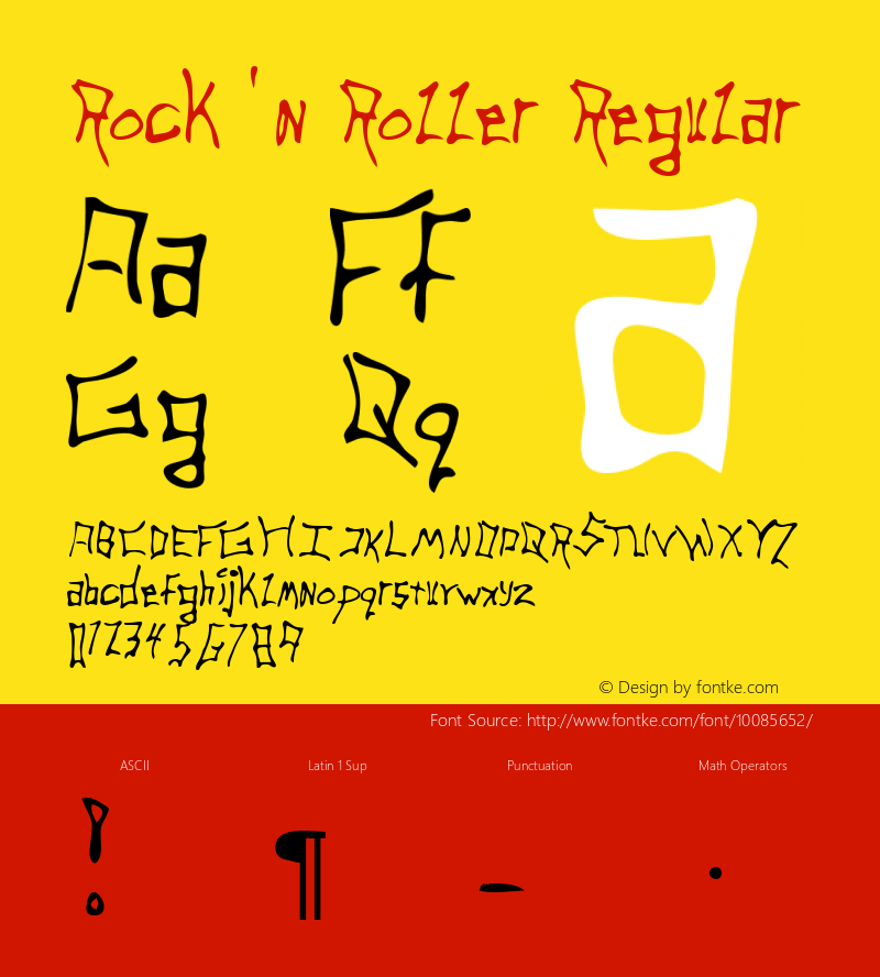 Rock ‘n Roller Regular Macromedia Fontographer 4.1 5/20/96 Font Sample
