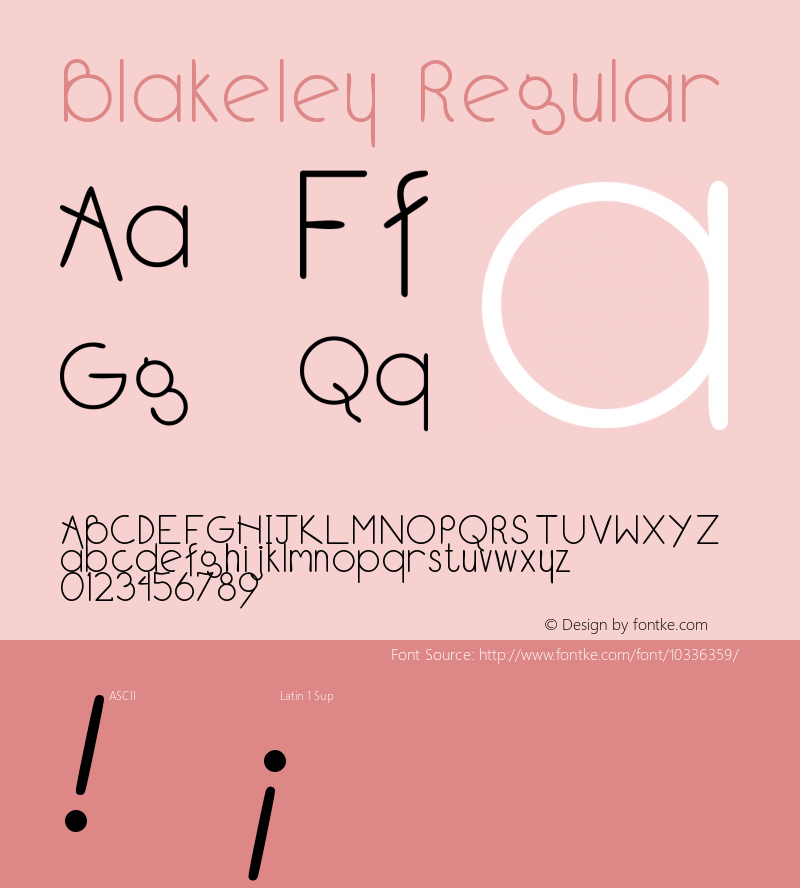 Blakeley Regular Version 1.00 Font Sample