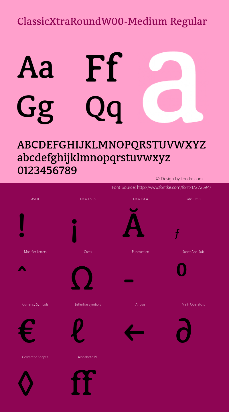 ClassicXtraRoundW00-Medium Regular Version 1.00 Font Sample