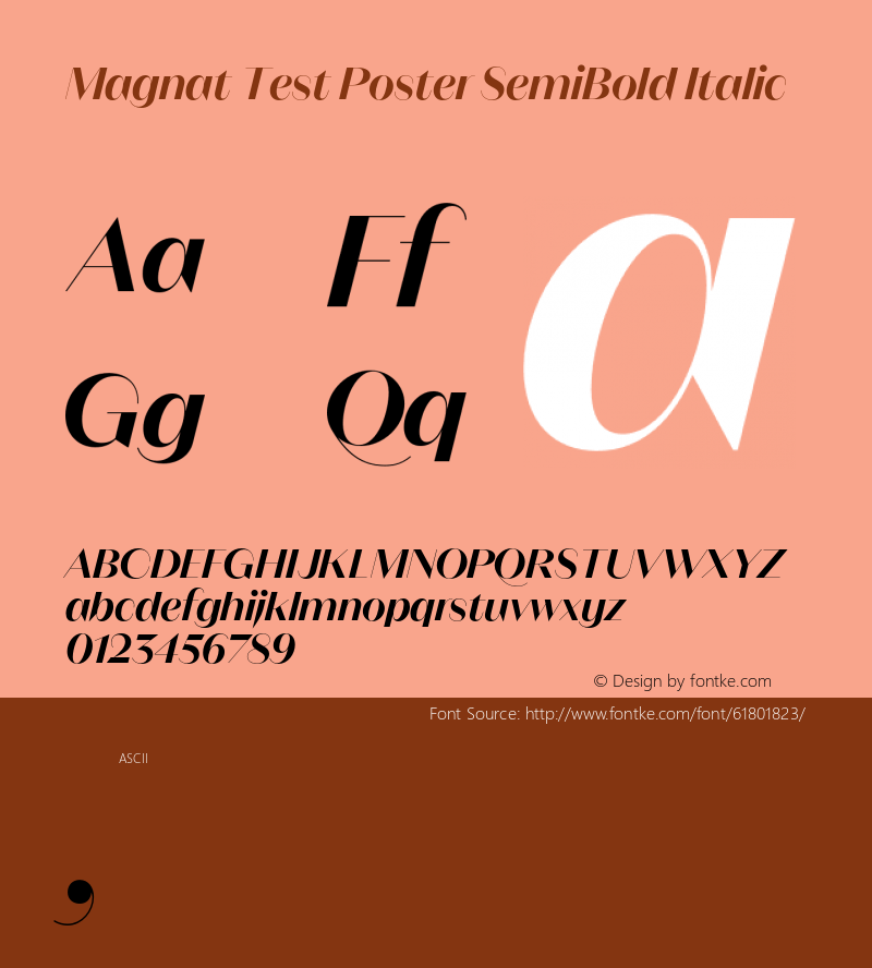 Magnat Test Poster SemiBold Italic Version 1.000;PS 001.000;hotconv 1.0.88;makeotf.lib2.5.64775 Font Sample