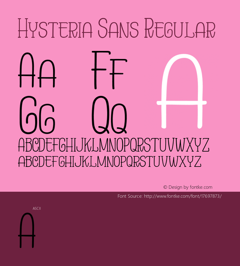 Hysteria Sans Regular Version 1.000 Font Sample