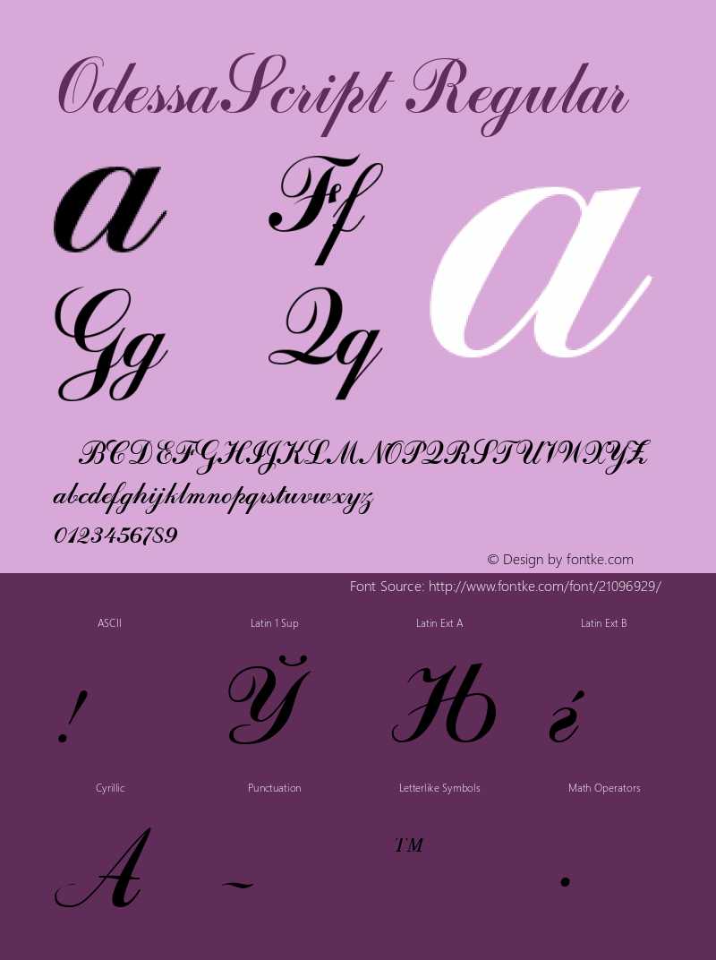 OdessaScript Regular Altsys Fontographer 3.5  6/26/92 Font Sample