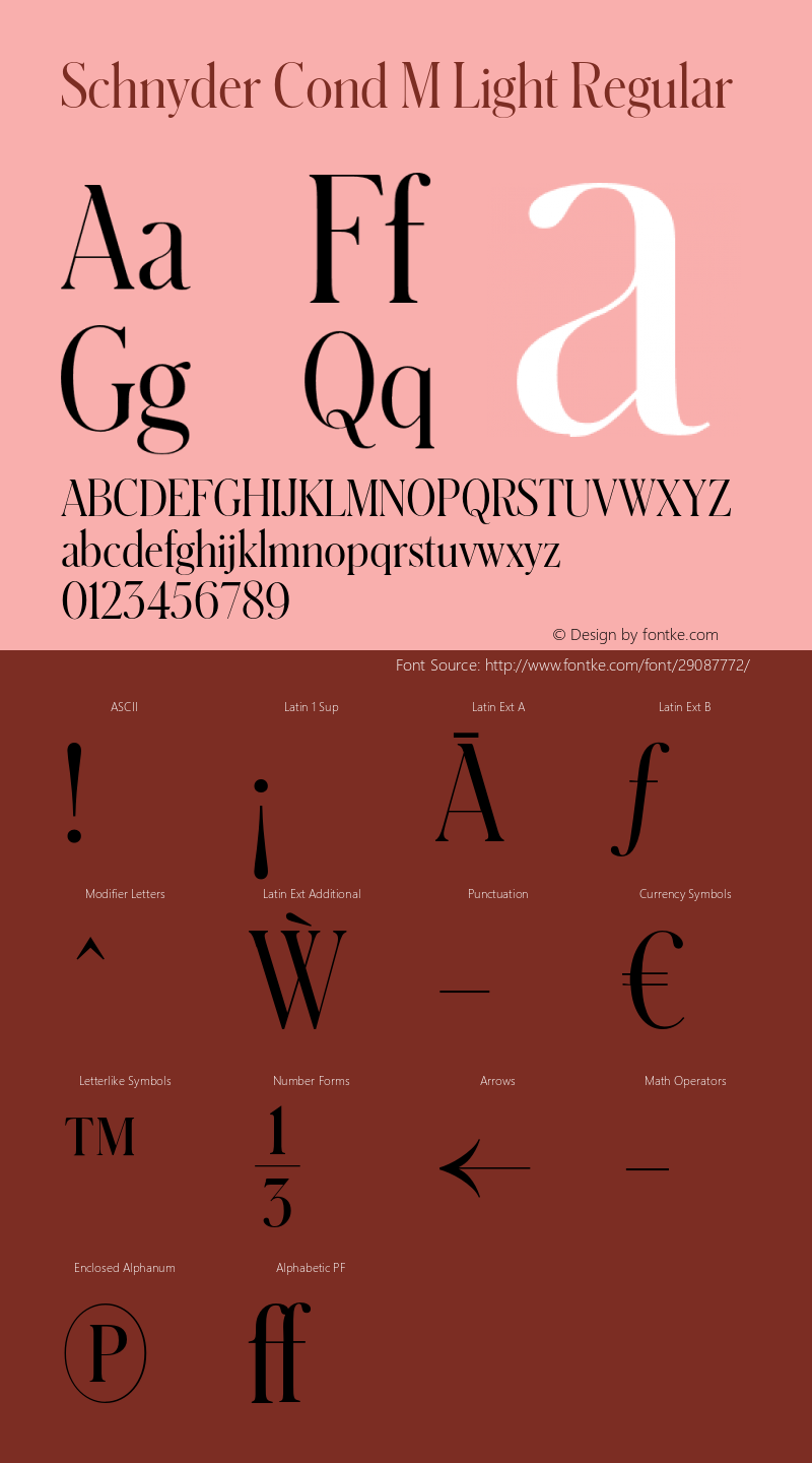 SchnyderCondMLight Version 1.001 2018 Font Sample