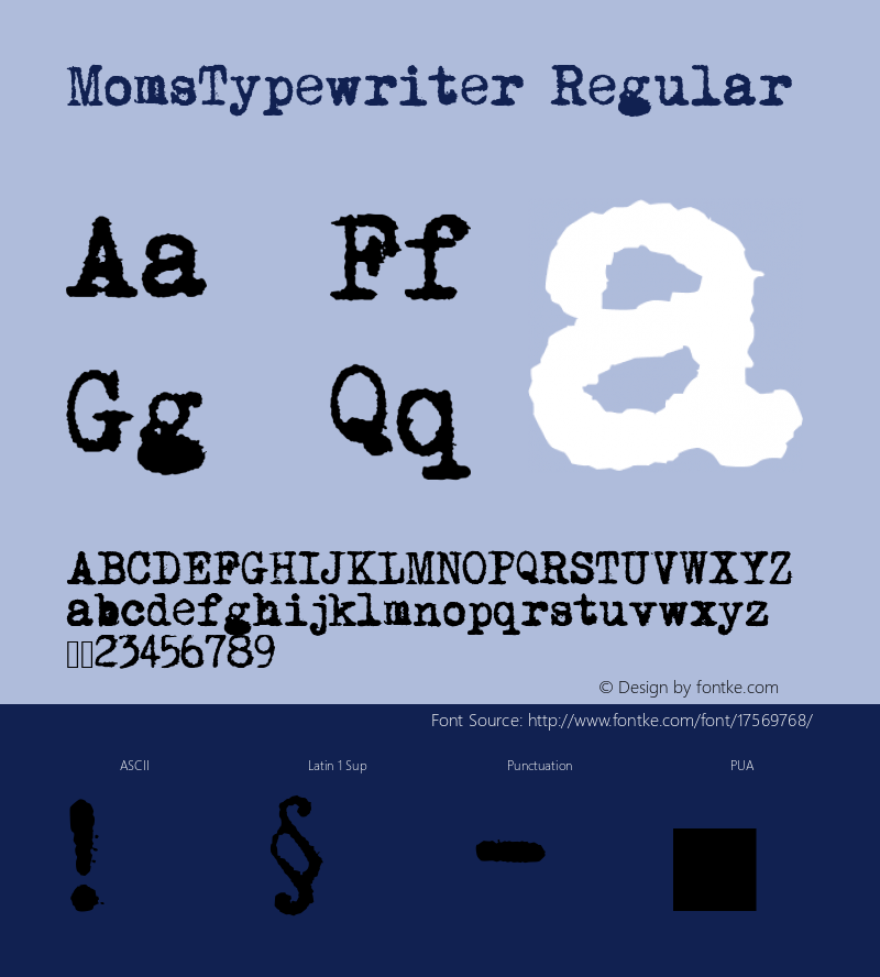 MomsTypewriter Regular CMMT V1.1 08-01-1997 14:49pm(CET) Font Sample