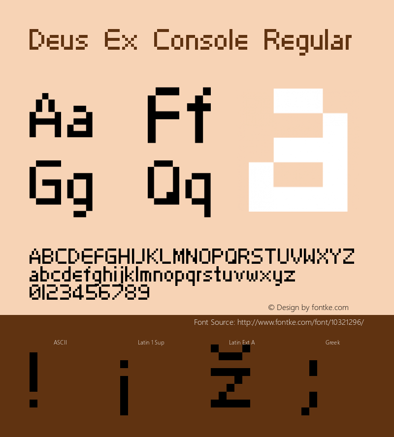 Deus Ex Console Regular TrueType conversion July 20, 2006 Sivak Font Sample