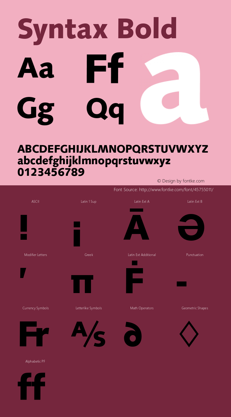 Syntax Bold Version 1.00 Font Sample