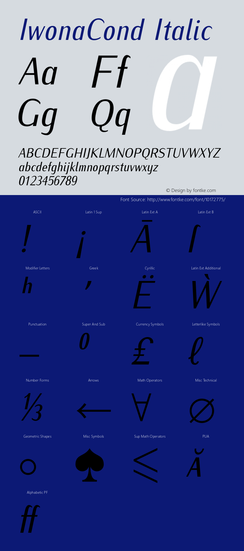 IwonaCond Italic Version 1.011;PS 0.98;Core 1.0.38;makeotf.lib1.6.5960 Font Sample