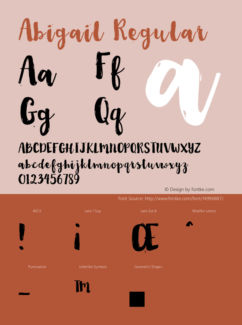 Abigail Regular Version 1.0 Font Sample