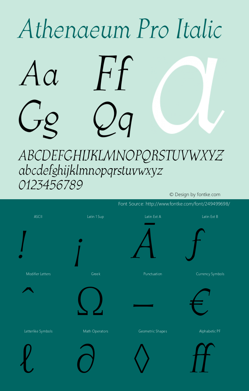 AthenaeumPro-Italic Version 1.00; 2007图片样张