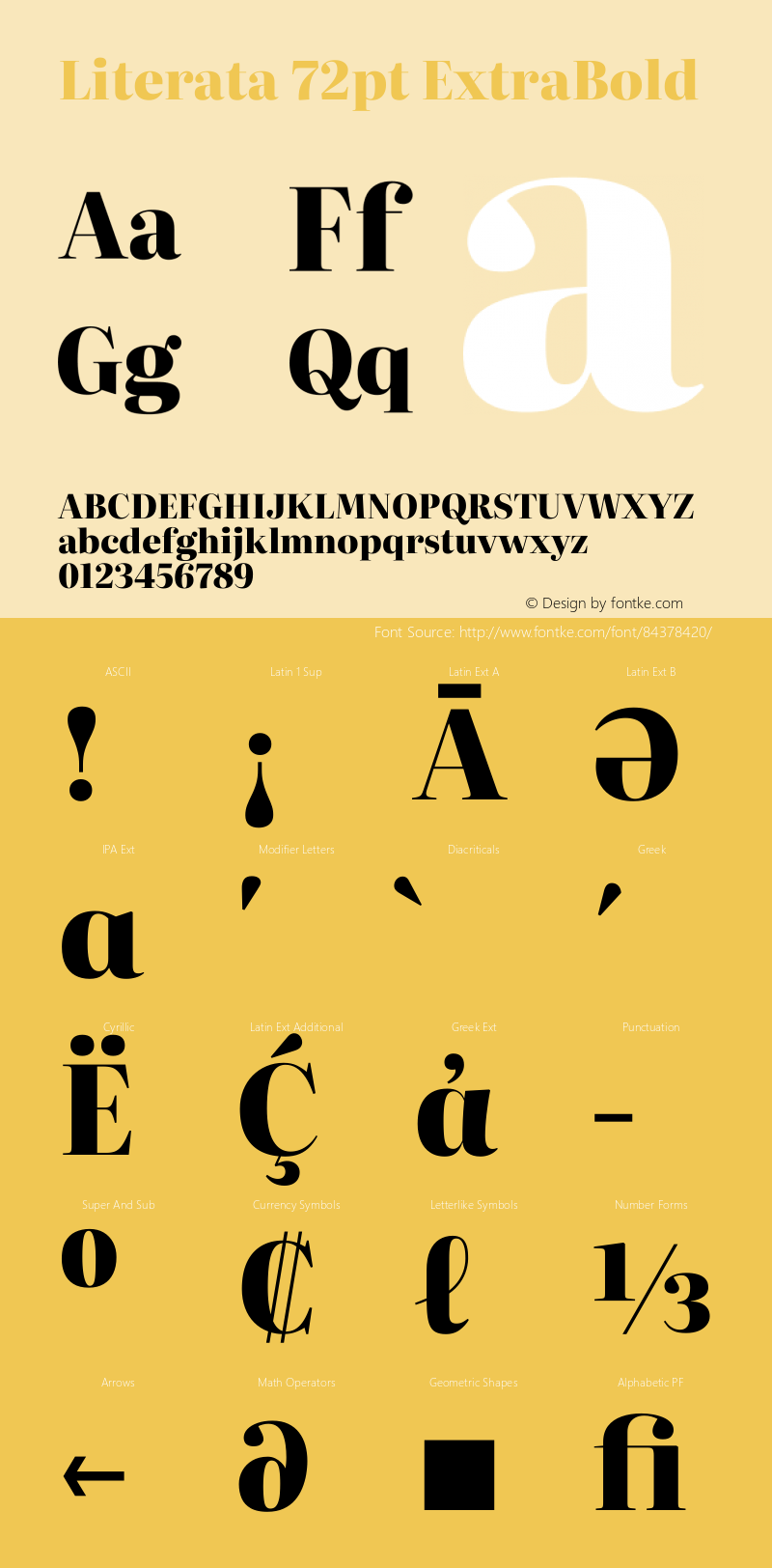 Literata 72pt ExtraBold Version 3.002 Font Sample