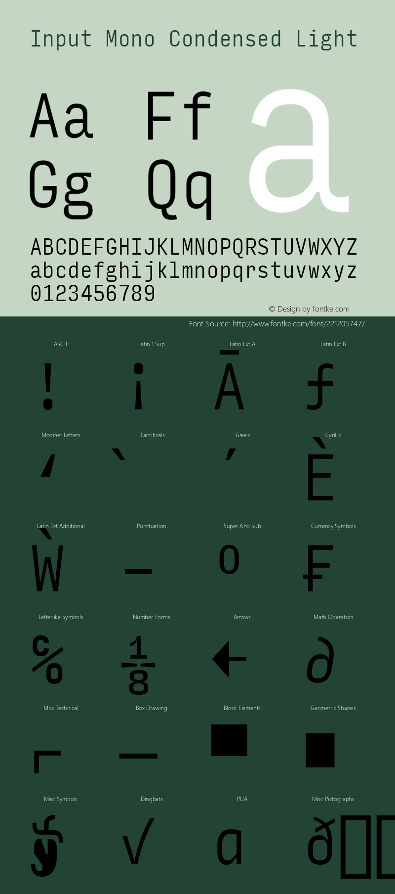 InputMonoCondensed Light Version 0.000;PS 0.0;hotconv 1.0.72;makeotf.lib2.5.5900图片样张