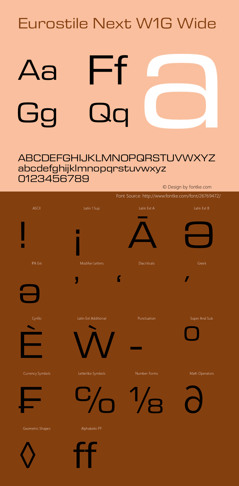 Eurostile Next W1G Wide Version 1.00 Font Sample