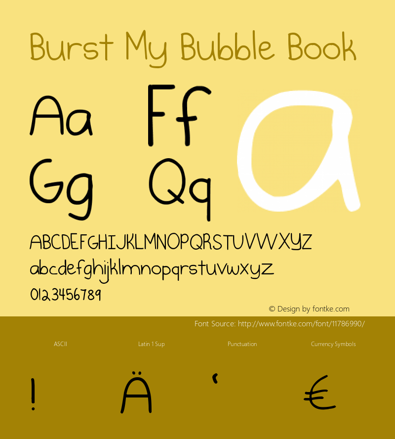 Burst My Bubble Book Version 1.000 2013 initial r Font Sample