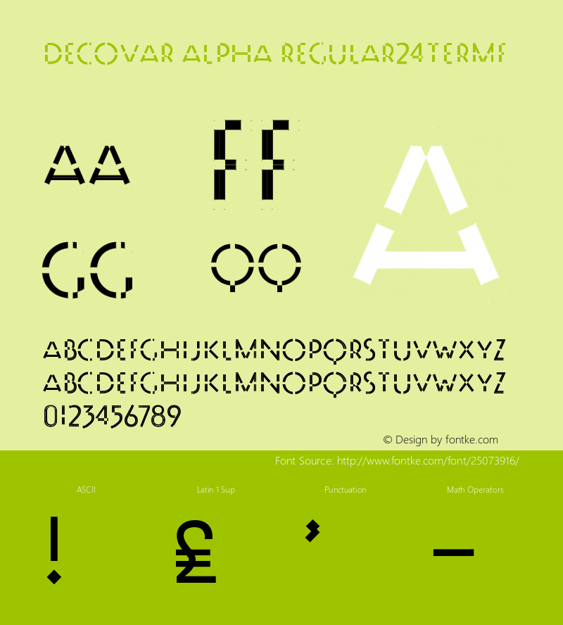 Decovar Alpha Regular24TermF Version 0.000 Font Sample