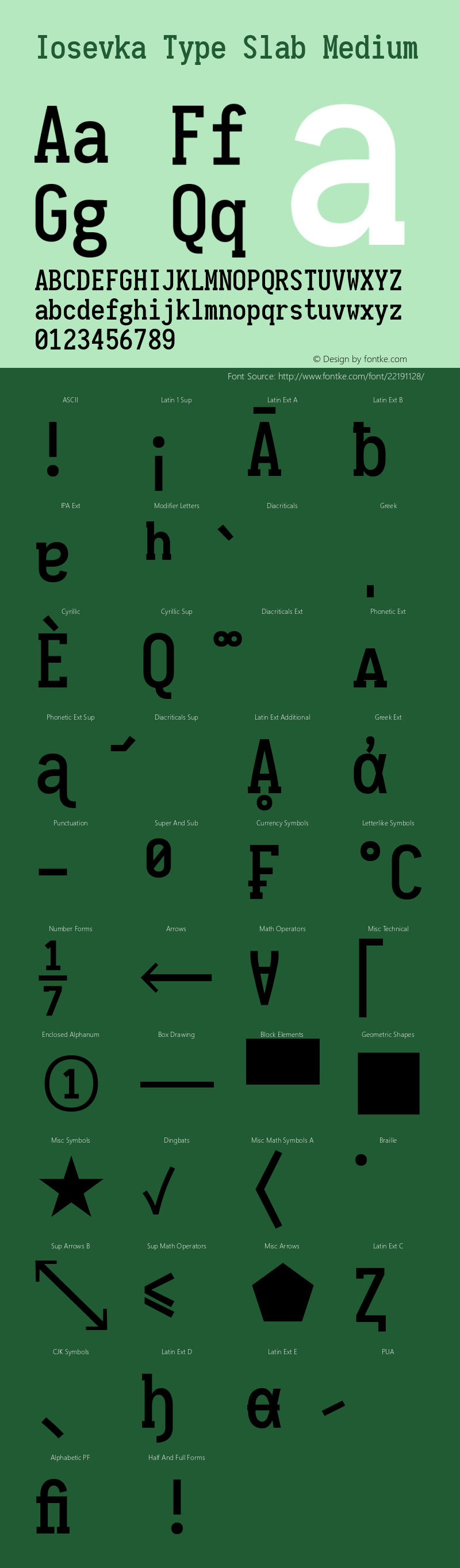 Iosevka Type Slab Medium 1.13.1; ttfautohint (v1.6) Font Sample