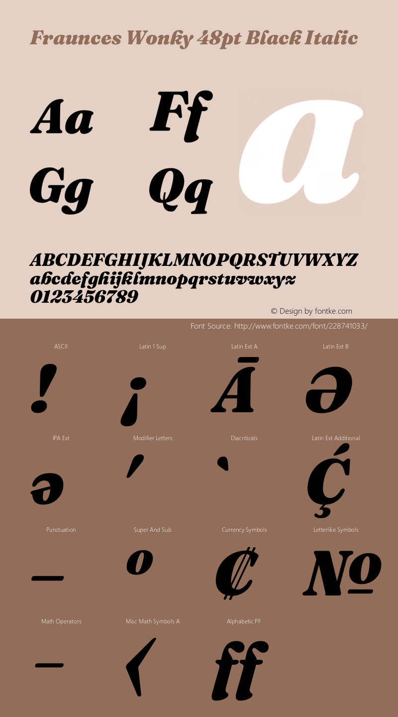 Fraunces Wonky 48pt Black Italic Version 1.000;[b76b70a41]图片样张