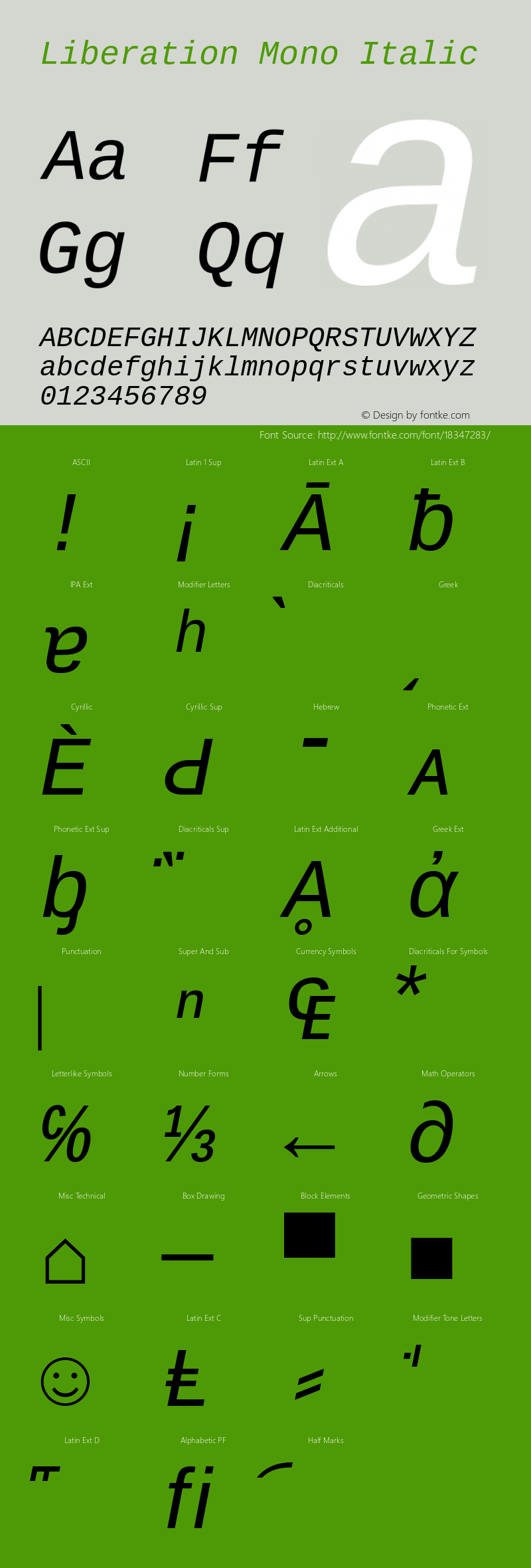 Liberation Mono Italic Version 2.00.1 Font Sample